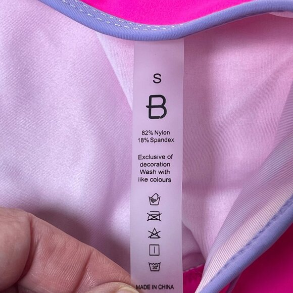 BMJL Womens 2 Piece Swimsuit Small Pink Color Block High Waist Tank Top Cheeky - Picture 4 of 6